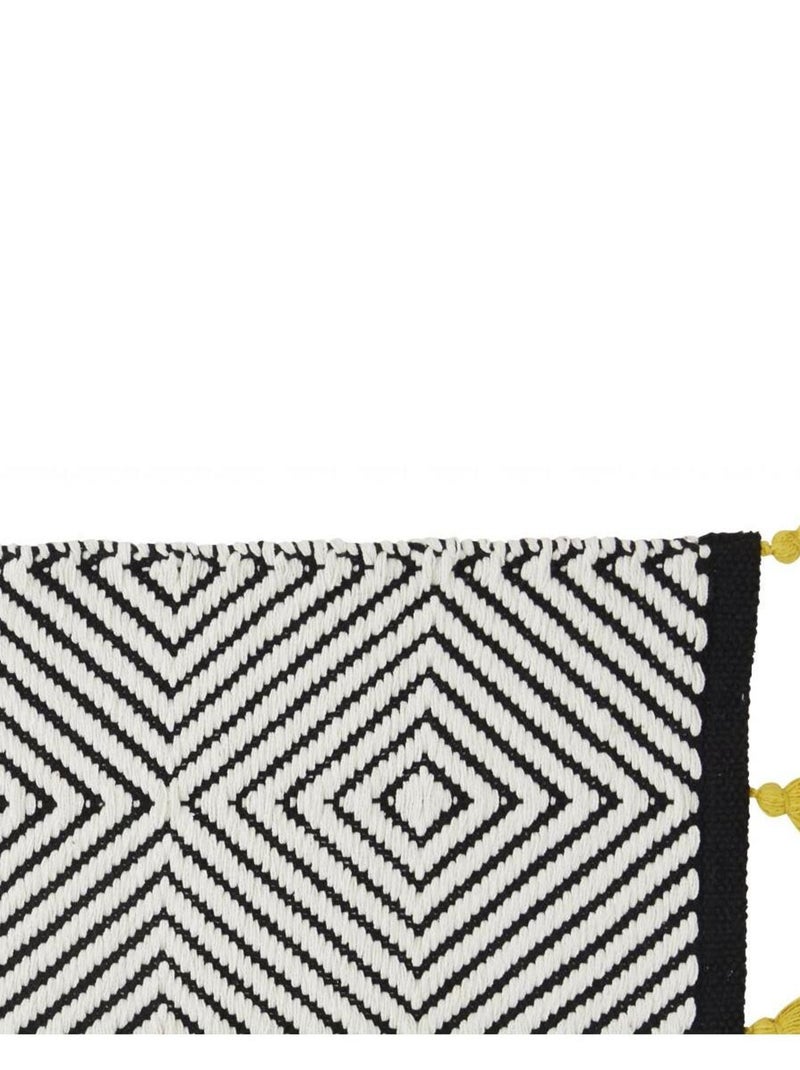 Guy Levasseur - Tapis déco ethnique en coton tissé Noir - Kiabi
