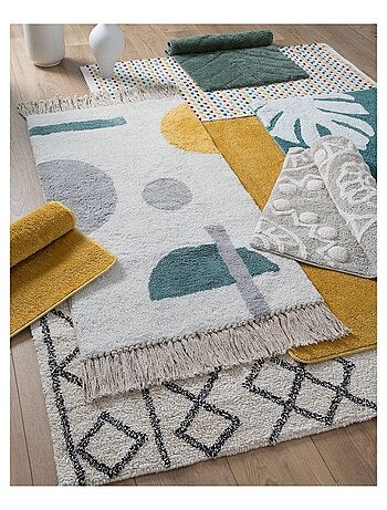 Guy Levasseur - Tapis déco figuratif à franges en coton