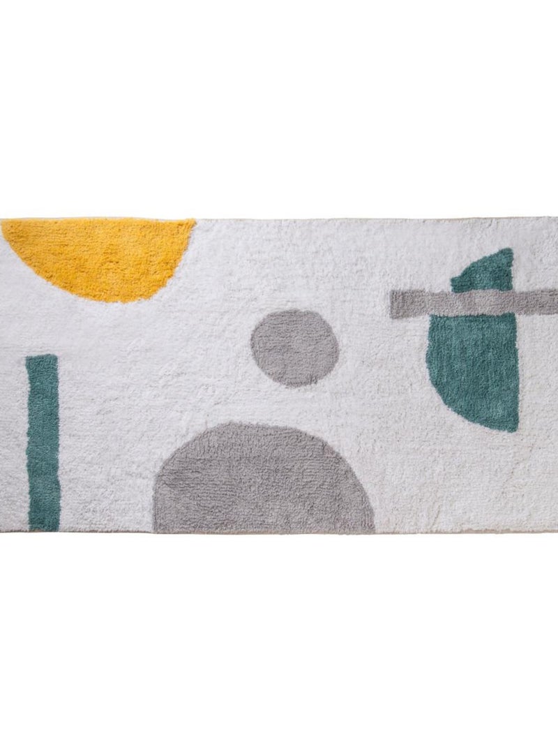 Guy Levasseur - Tapis déco figuratif à franges en coton Blanc - Kiabi