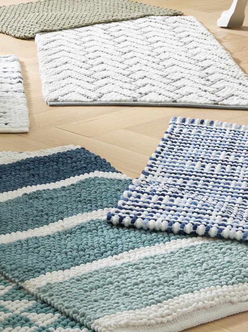 Guy Levasseur - Tapis déco quadrillé en polycoton Bleu - Kiabi