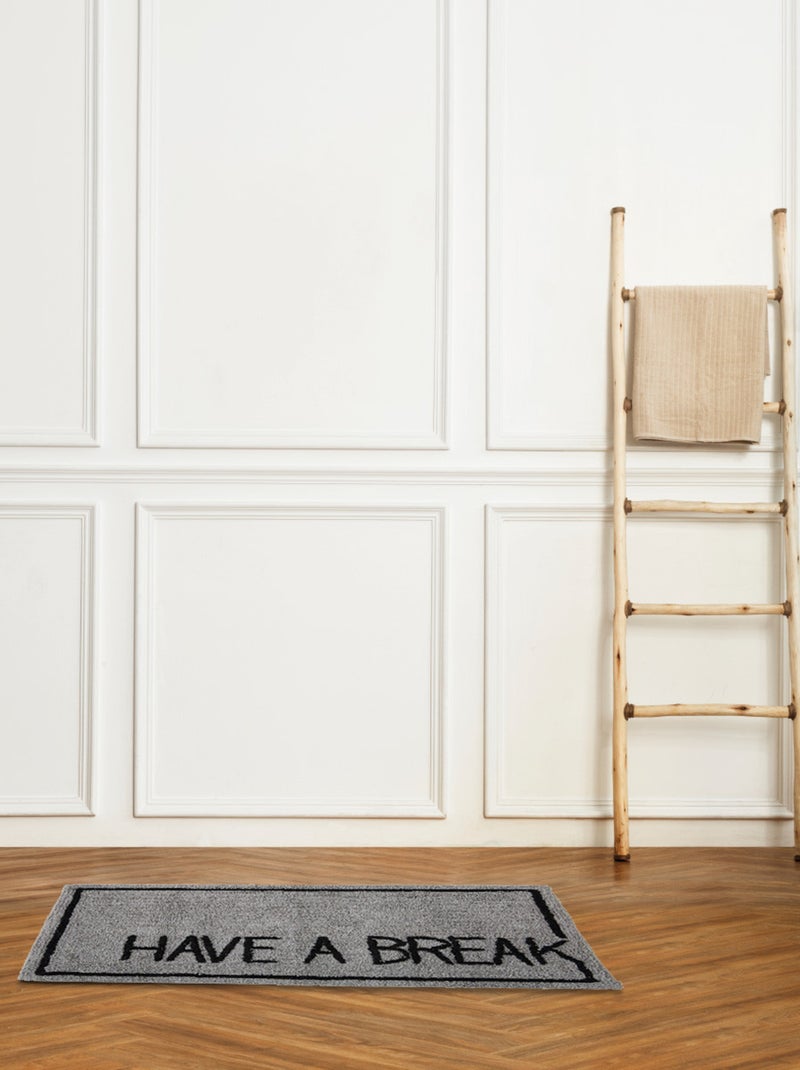 Guy Levasseur - Tapis déco texte en coton tufté Gris - Kiabi