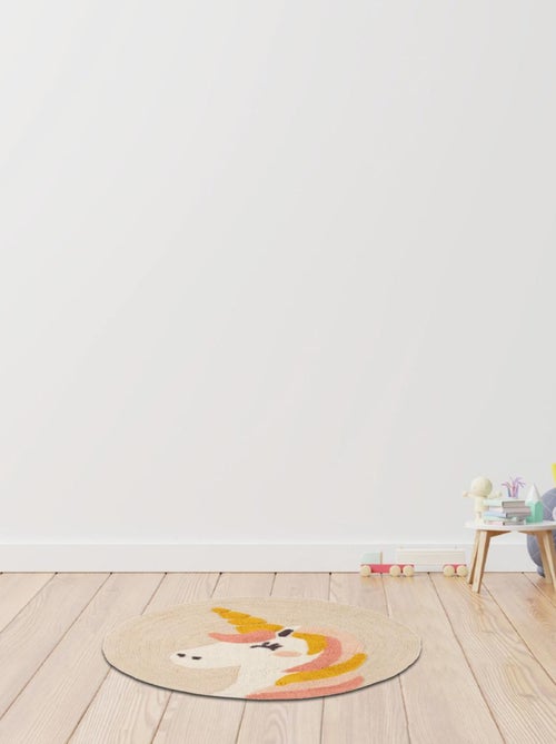 Guy Levasseur - Tapis enfant rond en coton ecru - Kiabi