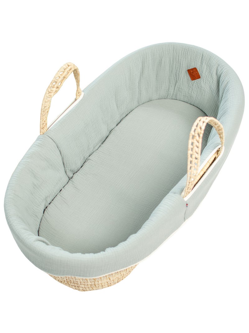 Habillage de couffin en gaze de coton, Jeanne SEVIRA KIDS Vert d'eau - Kiabi