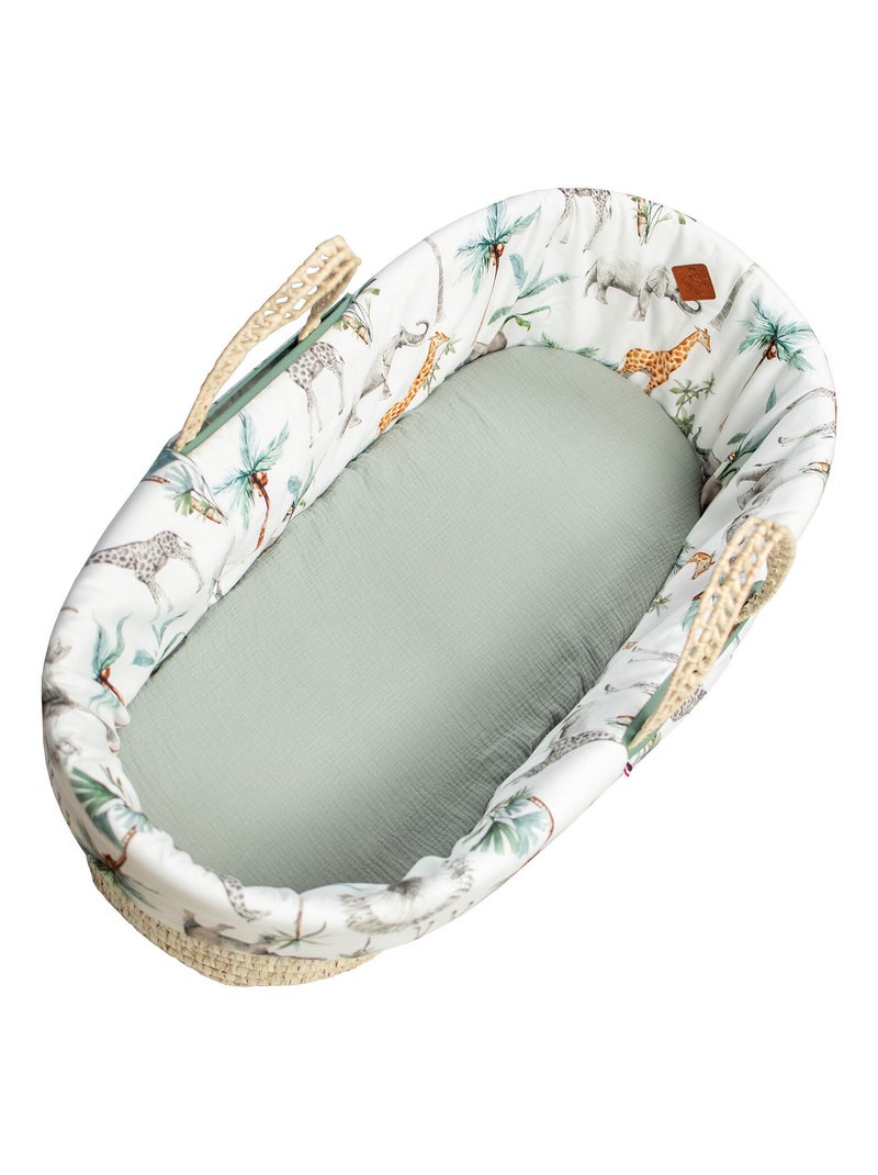 Habillage de couffin en satin de coton, Safari SEVIRA KIDS Vert d'eau - Kiabi