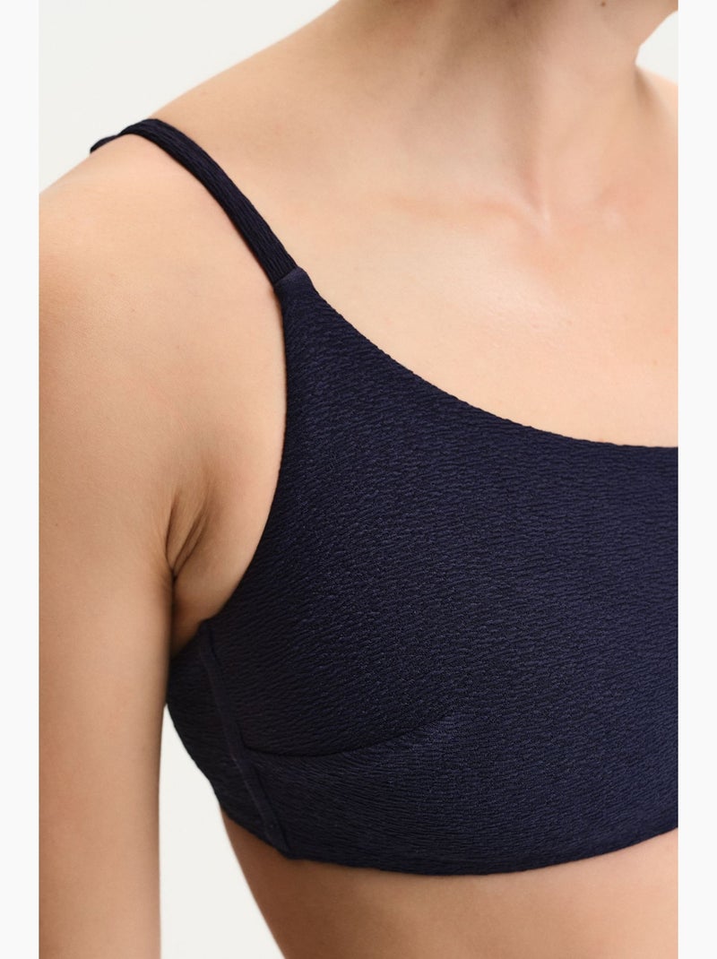 Hailey haut de bikini asymétrique texturé penti Bleu marine - Kiabi