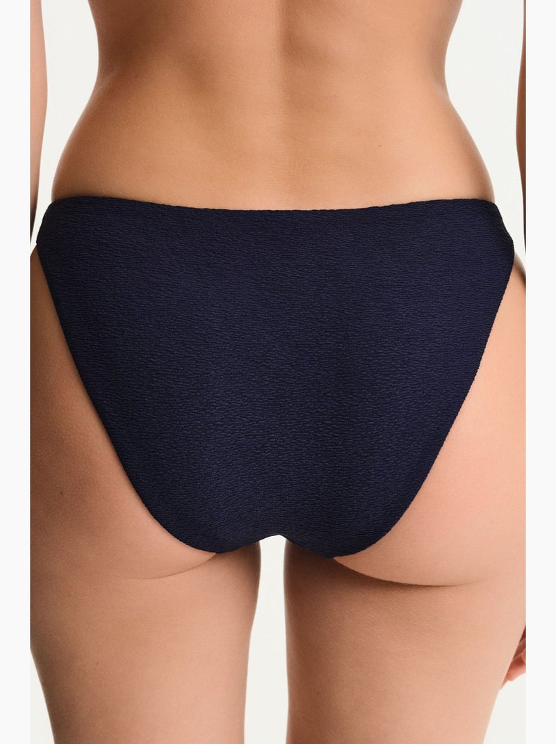Hailey minimal texturé bas de bikini taille mi-haute penti Bleu marine - Kiabi
