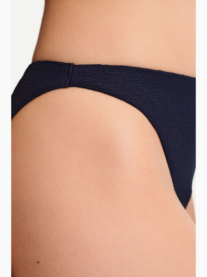 Hailey minimal texturé bas de bikini taille mi-haute penti Bleu marine - Kiabi