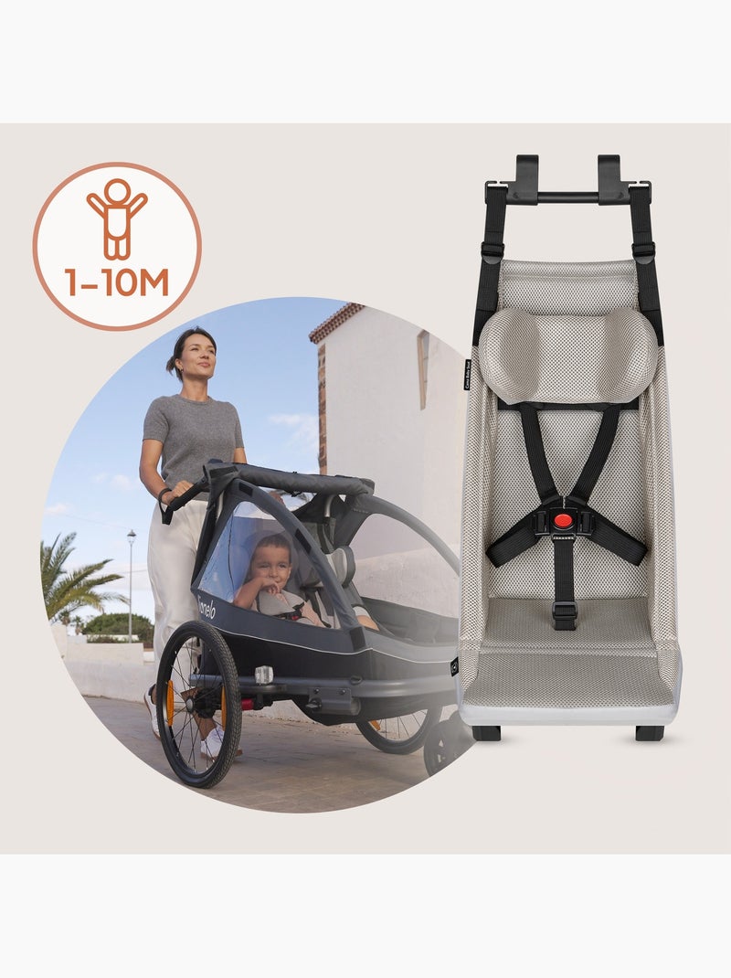 Hamac pour remorque vélo 2 en 1 LIONELO Cama – De 1 à 10 mois - Tapisserie aéré et appui-tête Gris - Kiabi