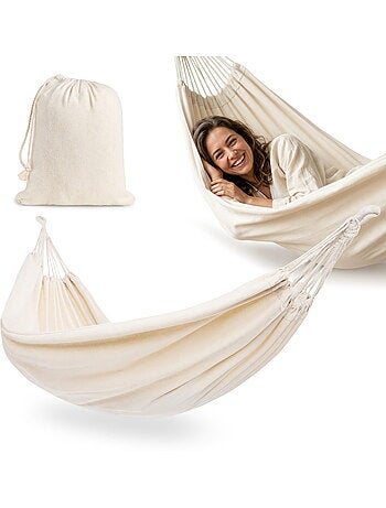 Hamac suspendu de jardin bohème 200 x 150 avec housse de transport - charge 100 kg