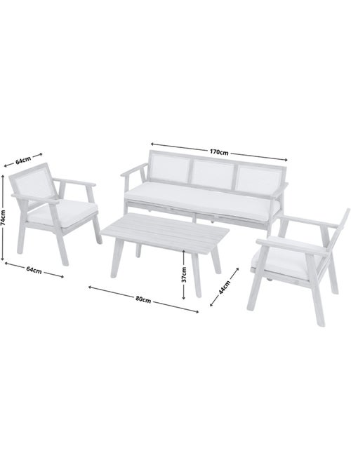 HANOI Salon de jardin 5 places en acacia et cannage - Kiabi