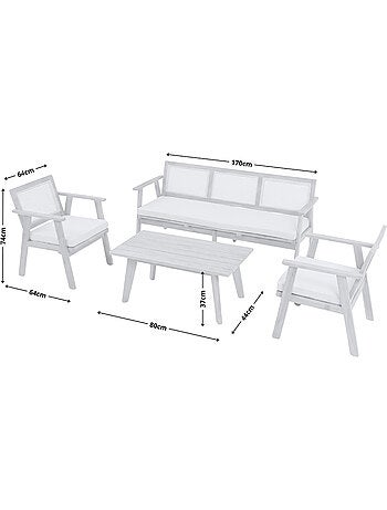 HANOI Salon de jardin 5 places en bois d’acacia et cannage