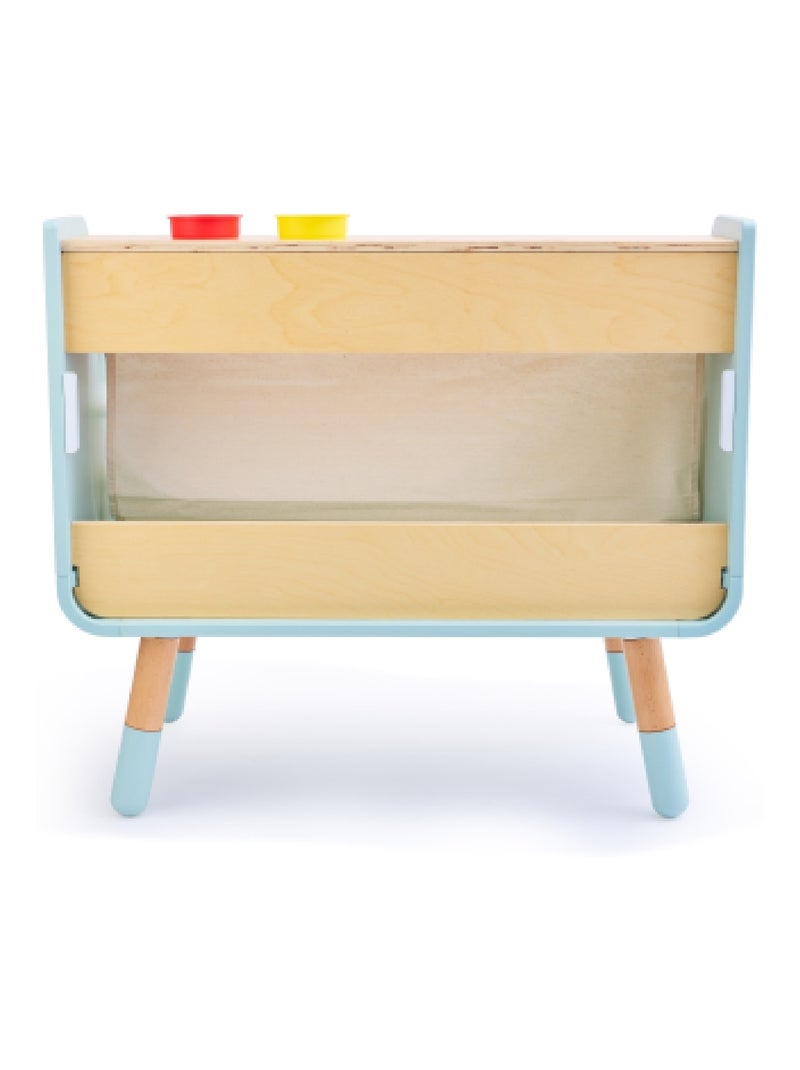 HAPE - Bibliothèque/Tableau à dessin 2 en 1 en bois PLAY FURNITURE Bleu Beige - Kiabi