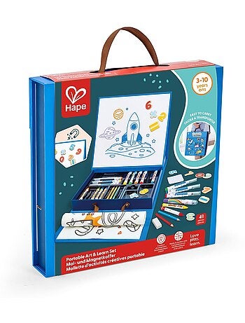 Hape - kit de dessin portable avec tableau magnétique - 32,5 x 6,3 x 32,5 cm - dès 3 ans