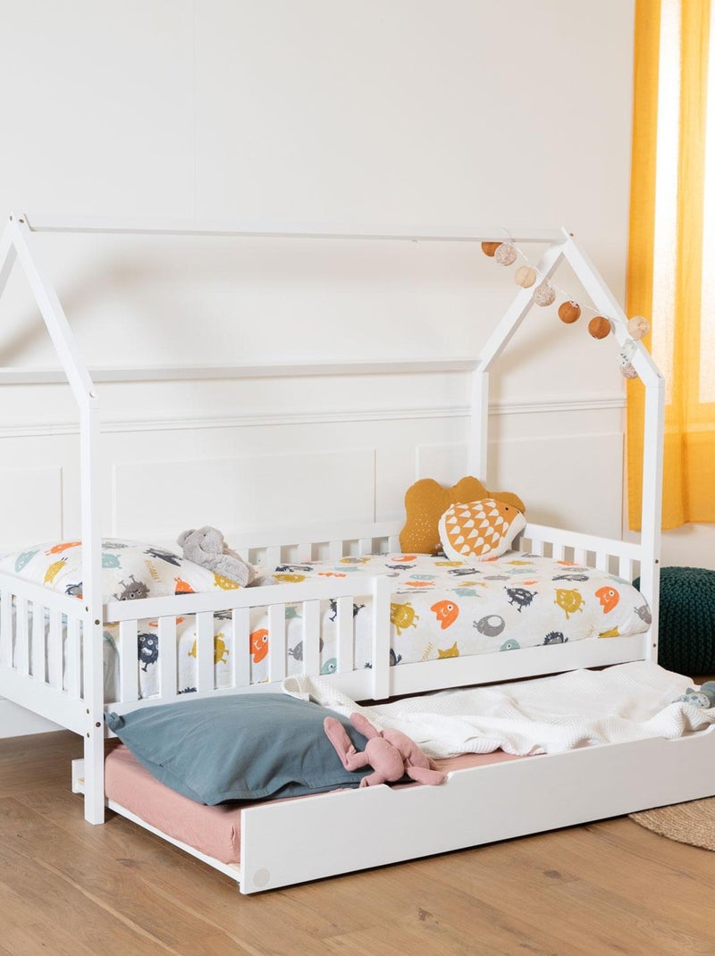 HAPPY GARDEN - Lit pour enfant, cabane, lit-tiroir, Marceau Blanc - Kiabi