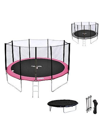 Trampoline de jardin enfant Ø 1,65 × 1,62H m avec accessoires - Rouge -  Kiabi - 84.90€