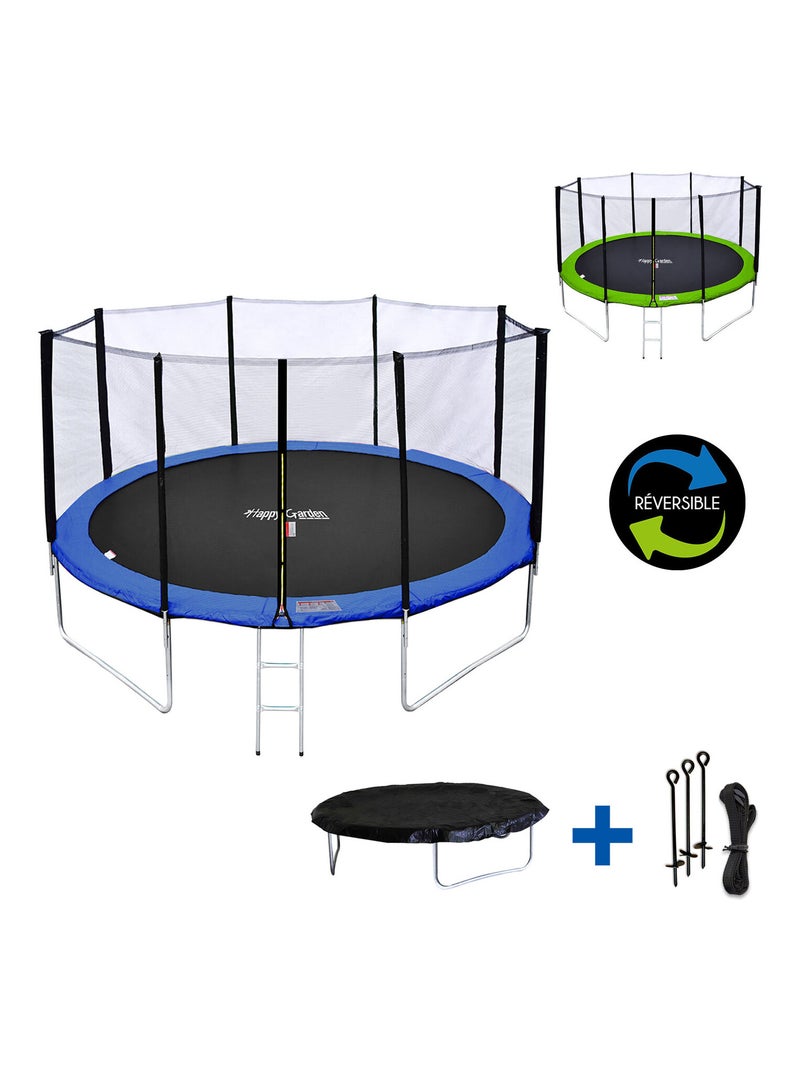 HAPPY GARDEN - Trampoline Ø430cm avec accessoires Bleu - Kiabi