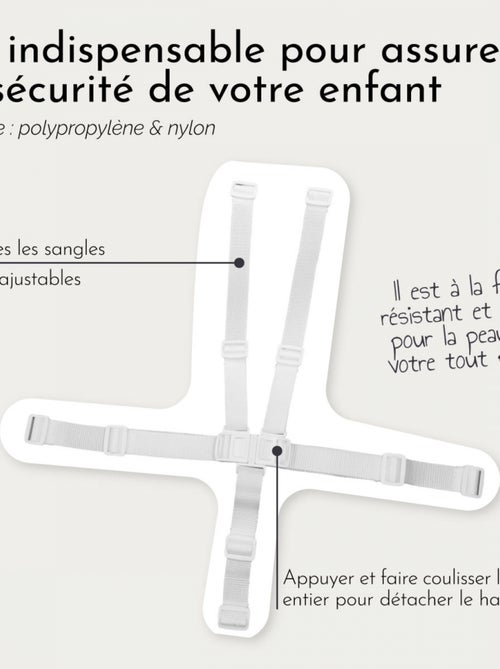 Harnais de sécurité 5 points pour chaise haute enfant - Gamme Ptit - Monsieur Bébé - Kiabi