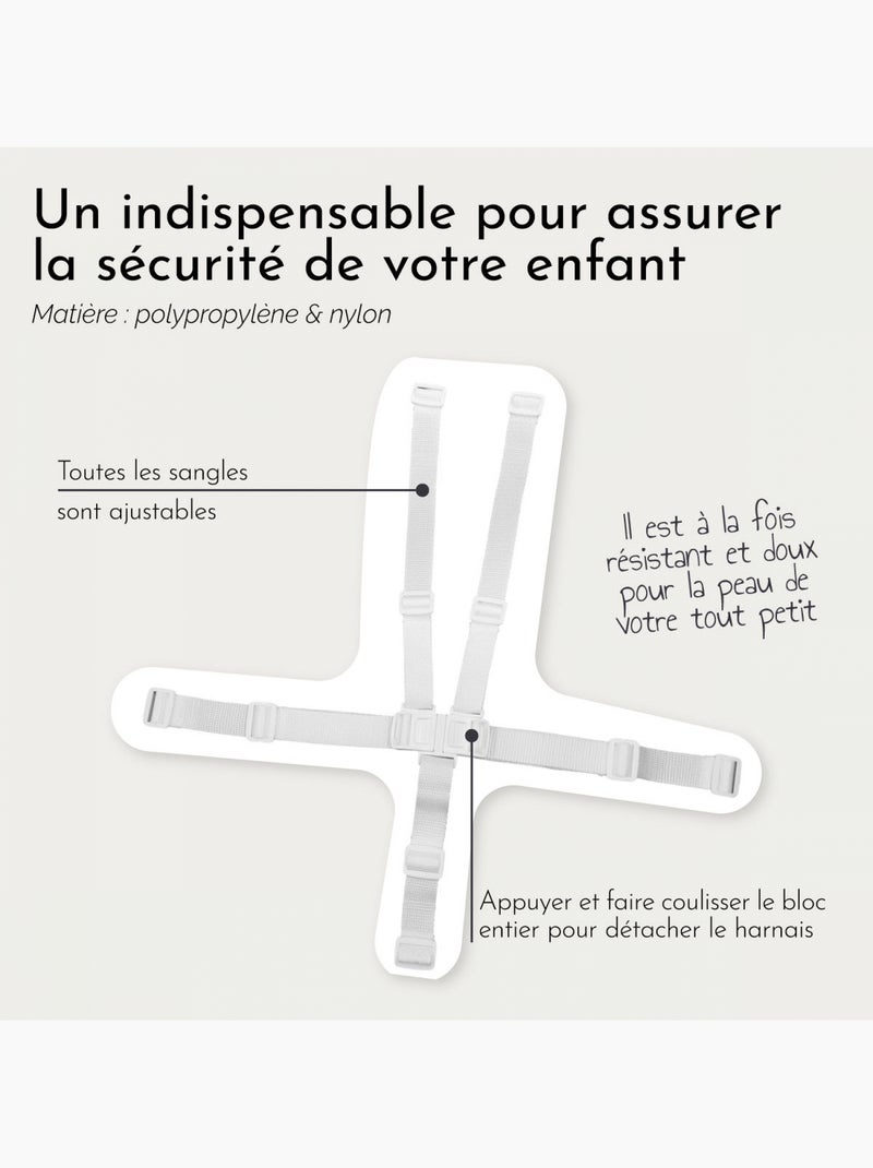 Harnais de sécurité 5 points pour chaise haute enfant Délice Monsieur Bébé - Monsieur Bébé Blanc Blanc - Kiabi