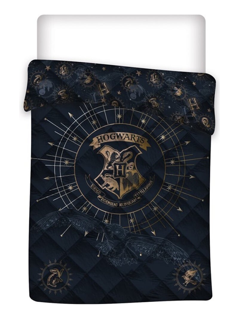 Harry Potter - Couette Imprimée Enfant Réversible Poudlard - Couverture 140x200 cm Noir - Kiabi
