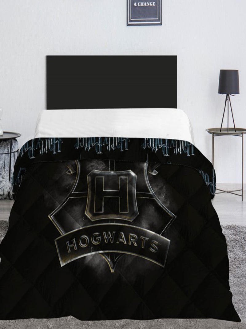 Harry Potter - Couette Imprimée Réversible, Poudlard - Couvre Lit 240x220 cm Noir - Kiabi