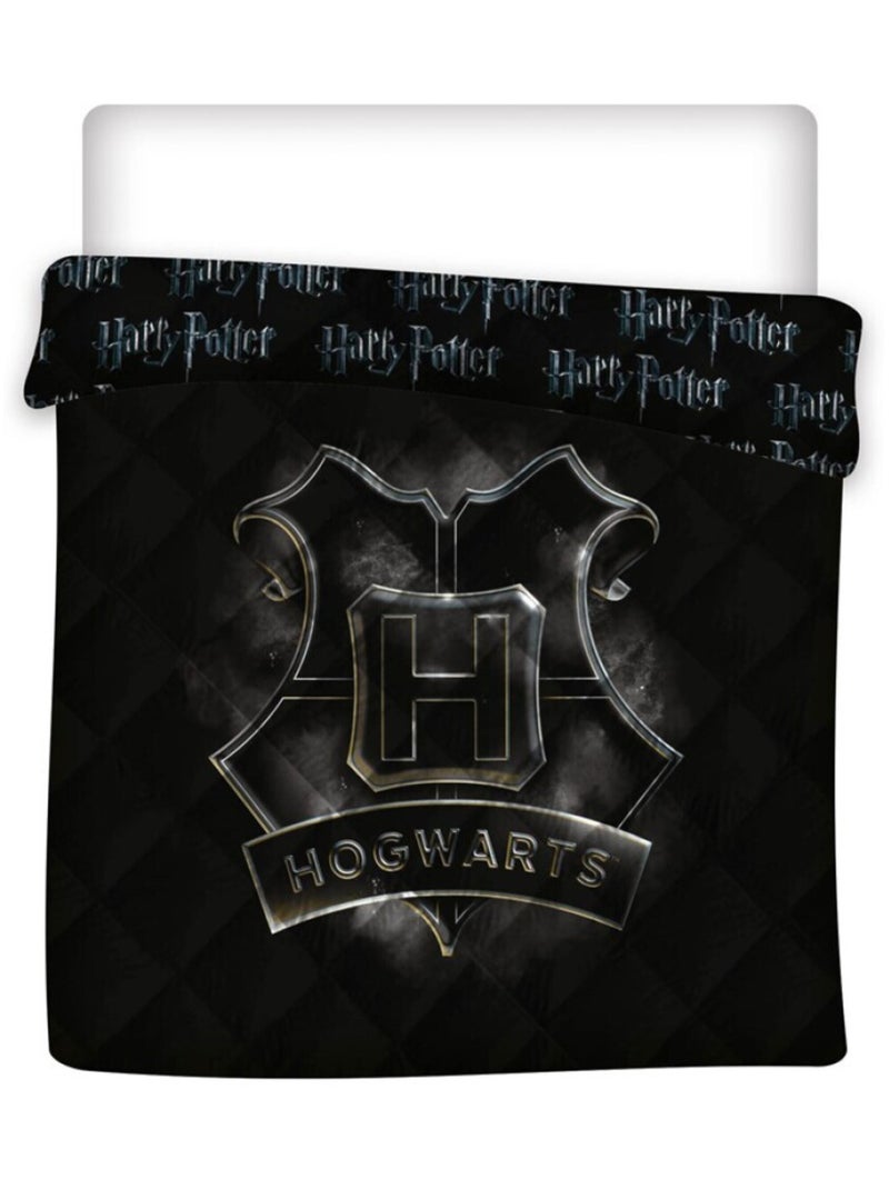 Harry Potter - Couette Imprimée Réversible, Poudlard - Couvre Lit 240x220 cm Noir - Kiabi