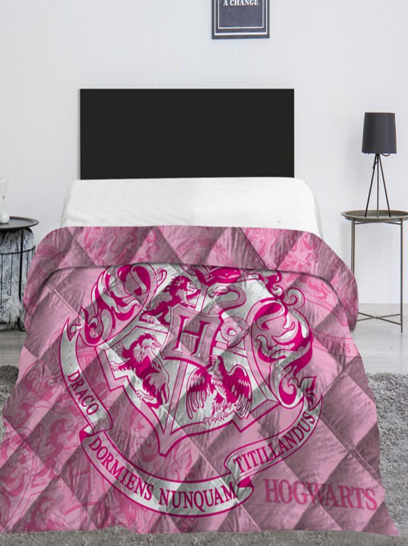 Harry Potter - Couette Imprimée Réversible, Poudlard Rose - Couvre Lit 240x220 cm Rose - Kiabi