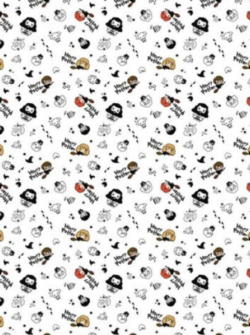 Harry Potter - Drap Housse Enfant Coton Chibi - Literie 90 x 190 / 200 cm Blanc - Kiabi