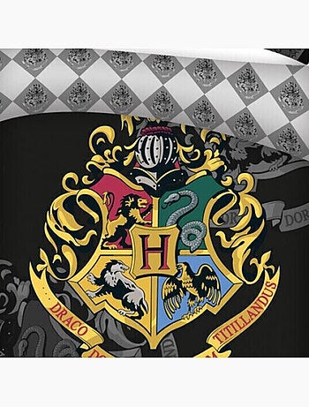 Harry Potter - Parure de Lit Enfant Blason d'Or - Housse de Couette 140x200 Taie d'Oreiller 63x63 cm