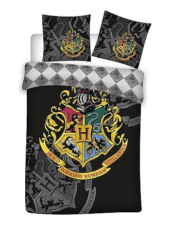 Harry Potter - Parure de Lit Enfant Blason d'Or - Housse de Couette 140x200 Taie d'Oreiller 63x63 cm