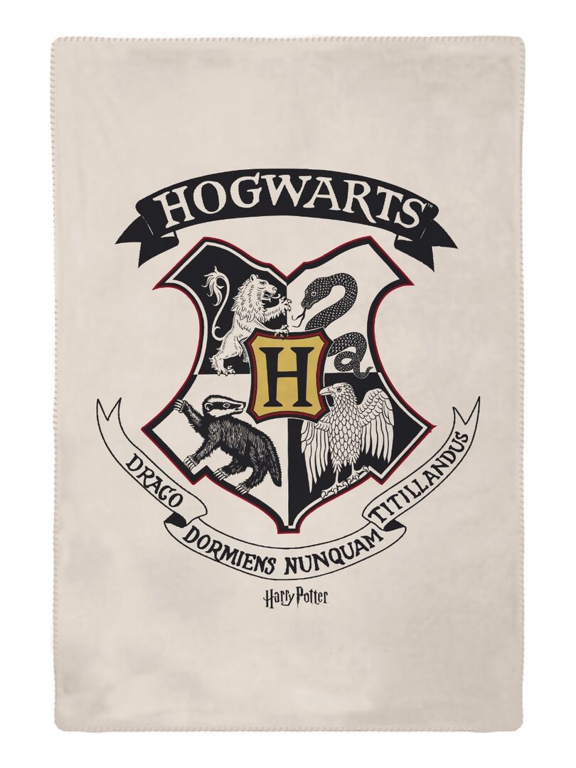 HARRY POTTER - Plaid Harry Potter Poudlard 110x130 cm - 100% Polyester -  Blanc - Blanc - Kiabi - 21.90€
