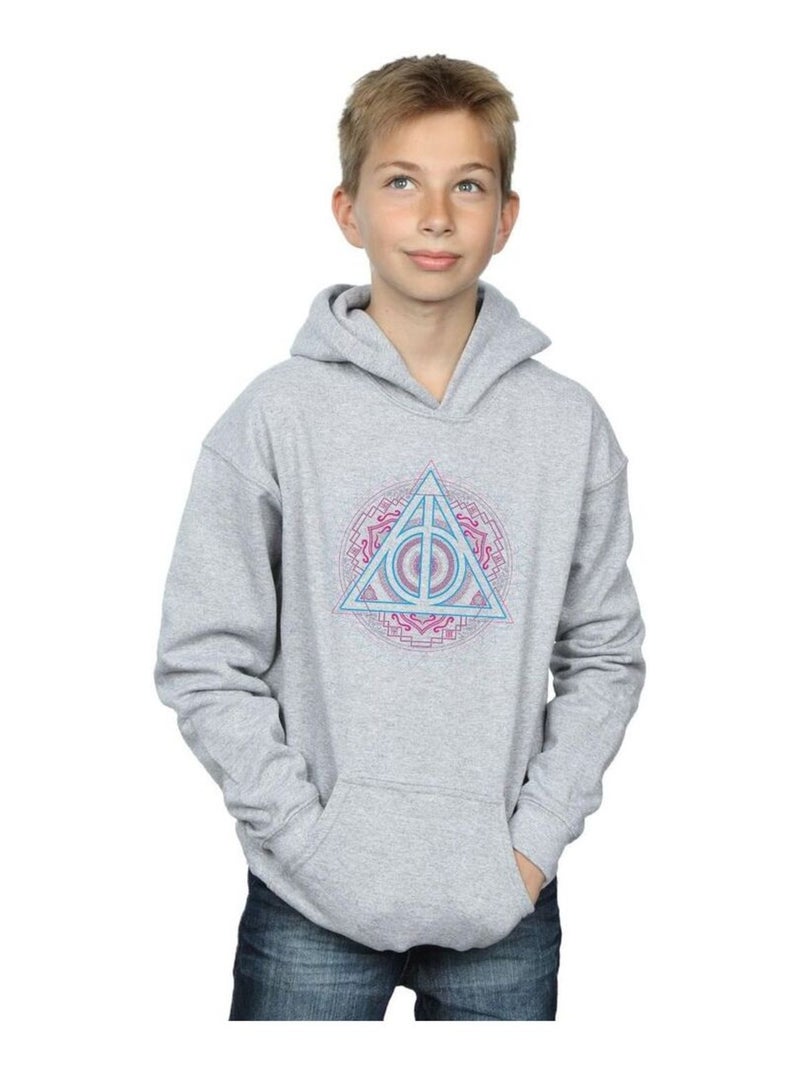 Harry Potter - Sweat à capuche DEATHLY HALLOWS Gris chiné - Kiabi