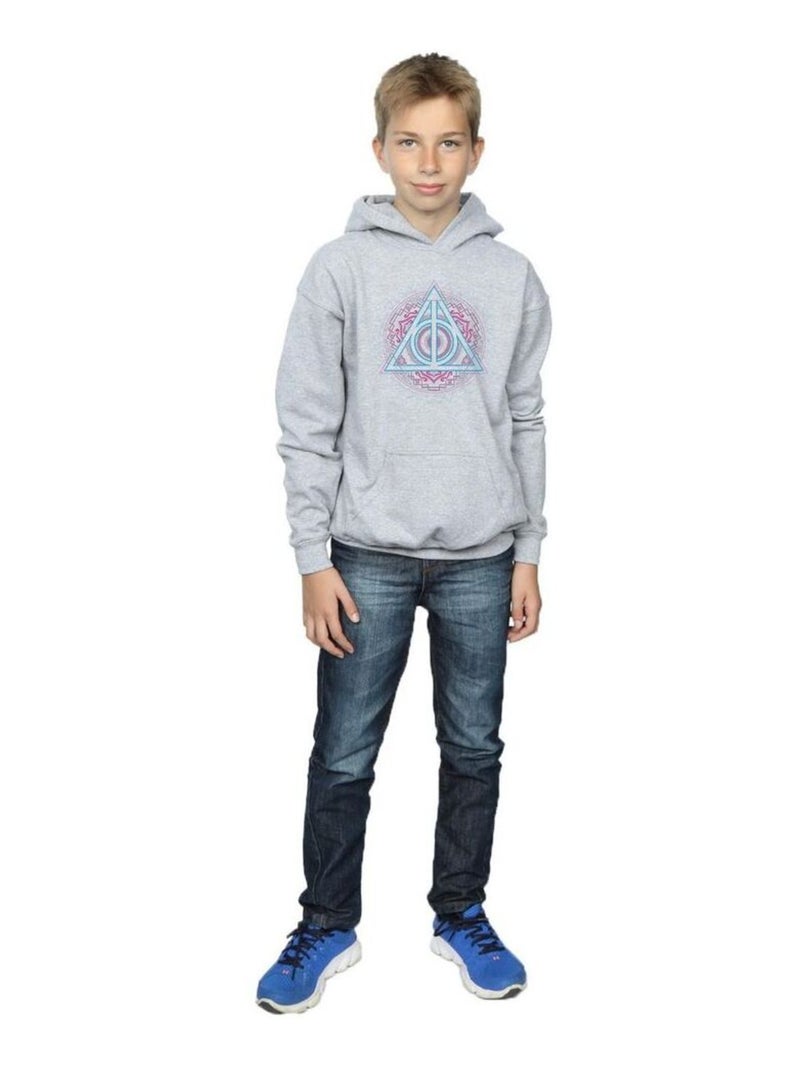 Harry Potter - Sweat à capuche DEATHLY HALLOWS Gris chiné - Kiabi