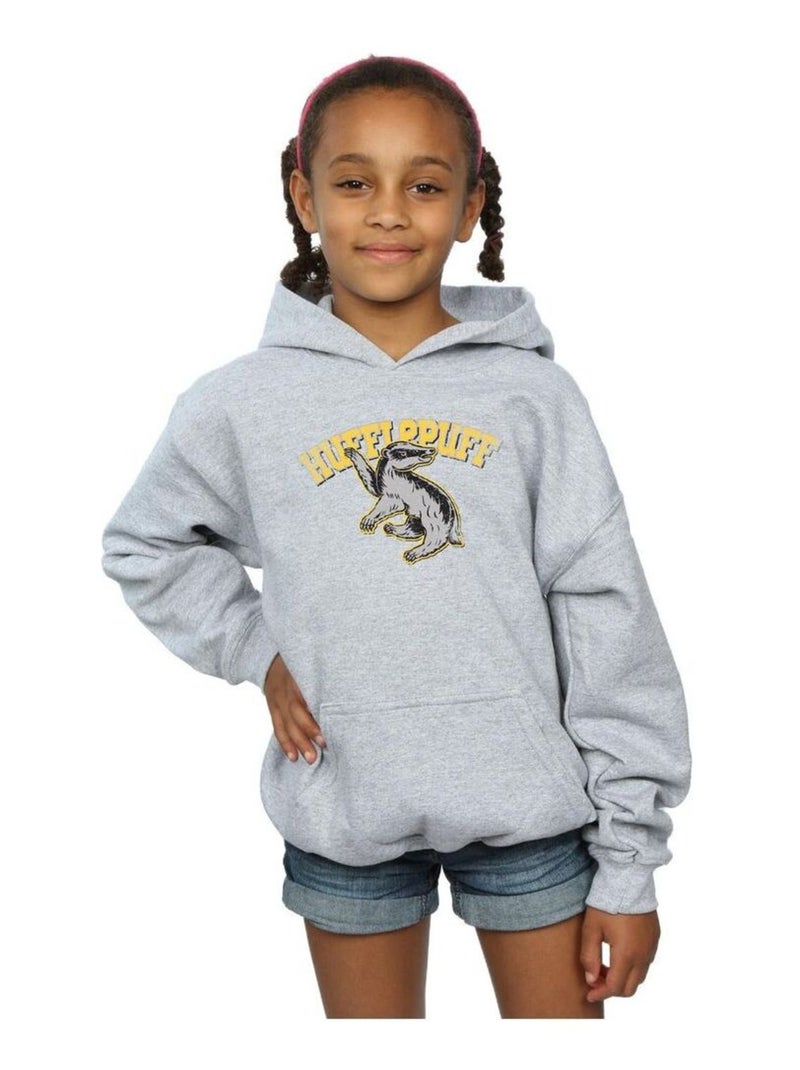 Harry Potter - Sweat à capuche HUFFLEPUFF Gris chiné - Kiabi