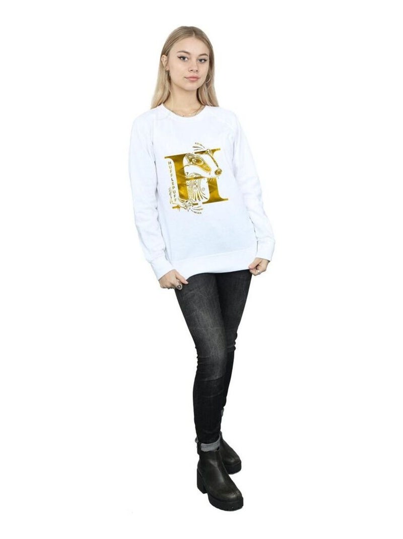 Harry Potter - Sweat HUFFLEPUFF Blanc - Kiabi
