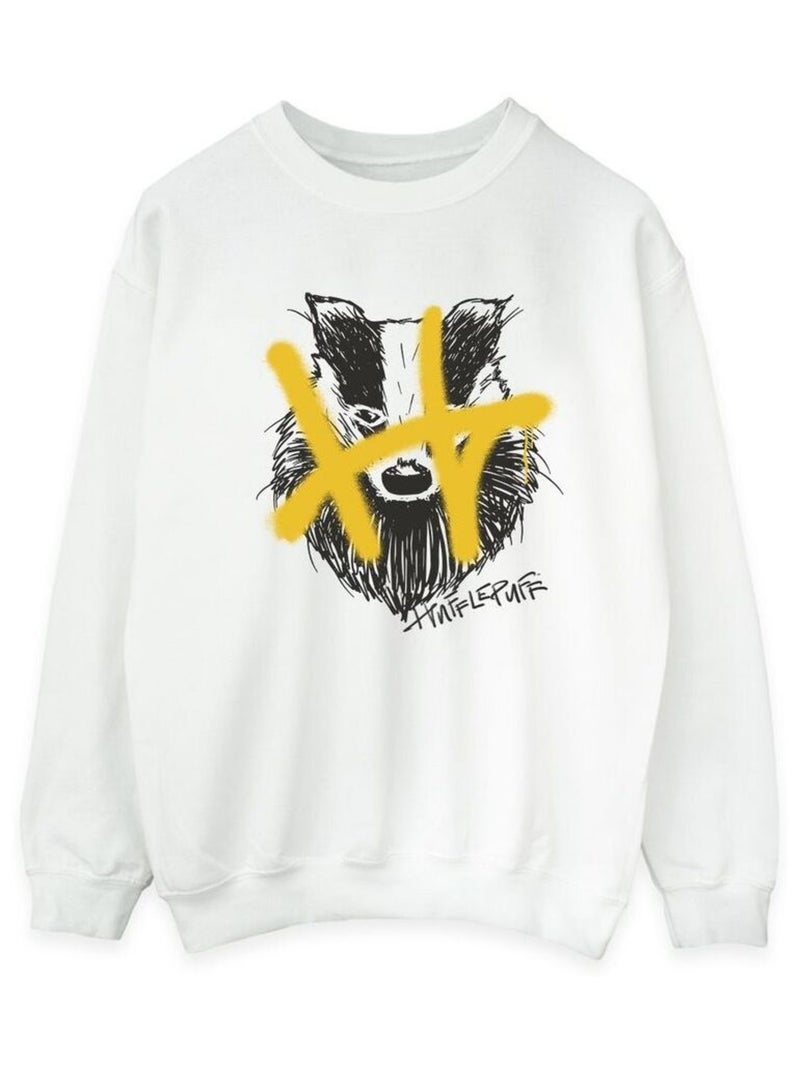 Harry Potter - Sweat HUFFLEPUFF Blanc - Kiabi