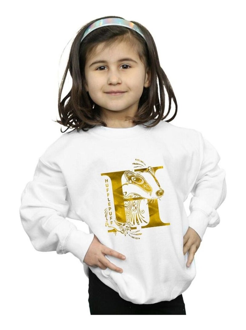 Harry Potter - Sweat HUFFLEPUFF Blanc - Kiabi
