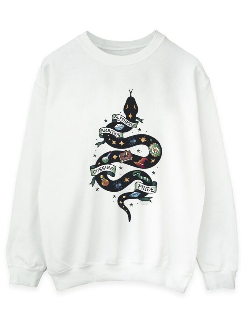 Harry Potter - Sweat motif/style croquis SLYTHERIN Blanc - Kiabi
