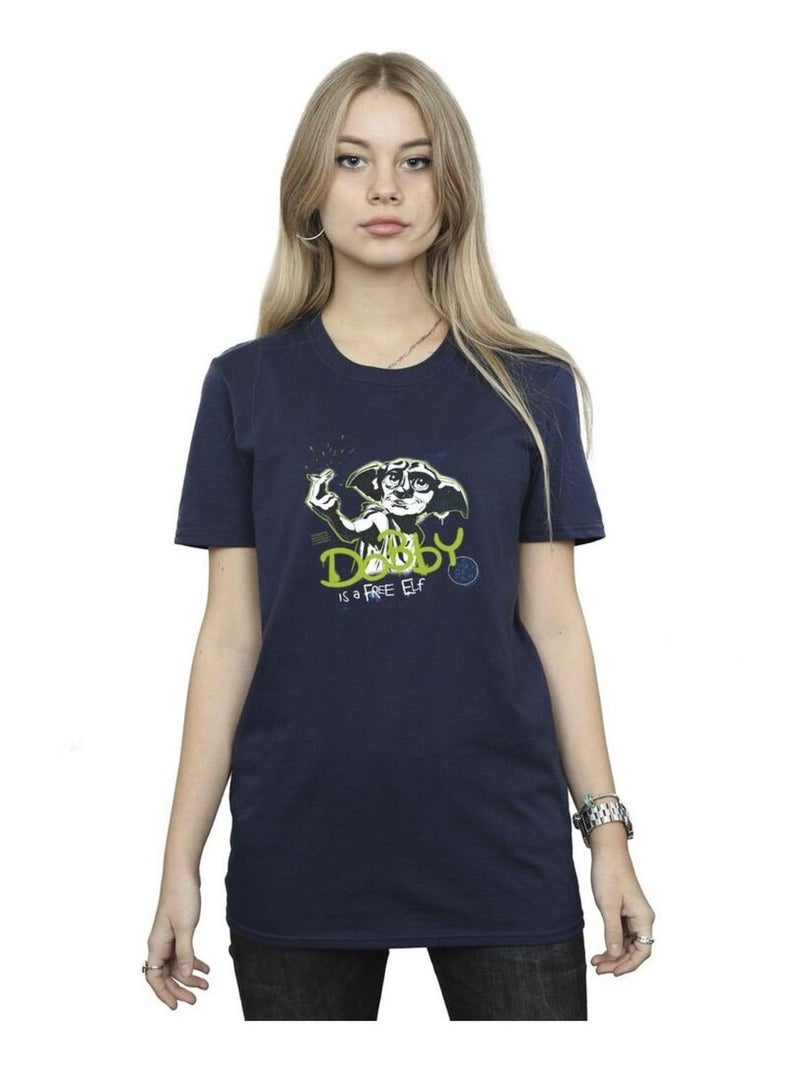 Harry Potter - T-shirt A FREE ELF Bleu marine - Kiabi