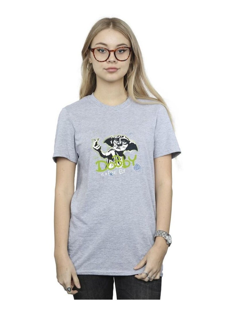 Harry Potter - T-shirt A FREE ELF Gris chiné - Kiabi