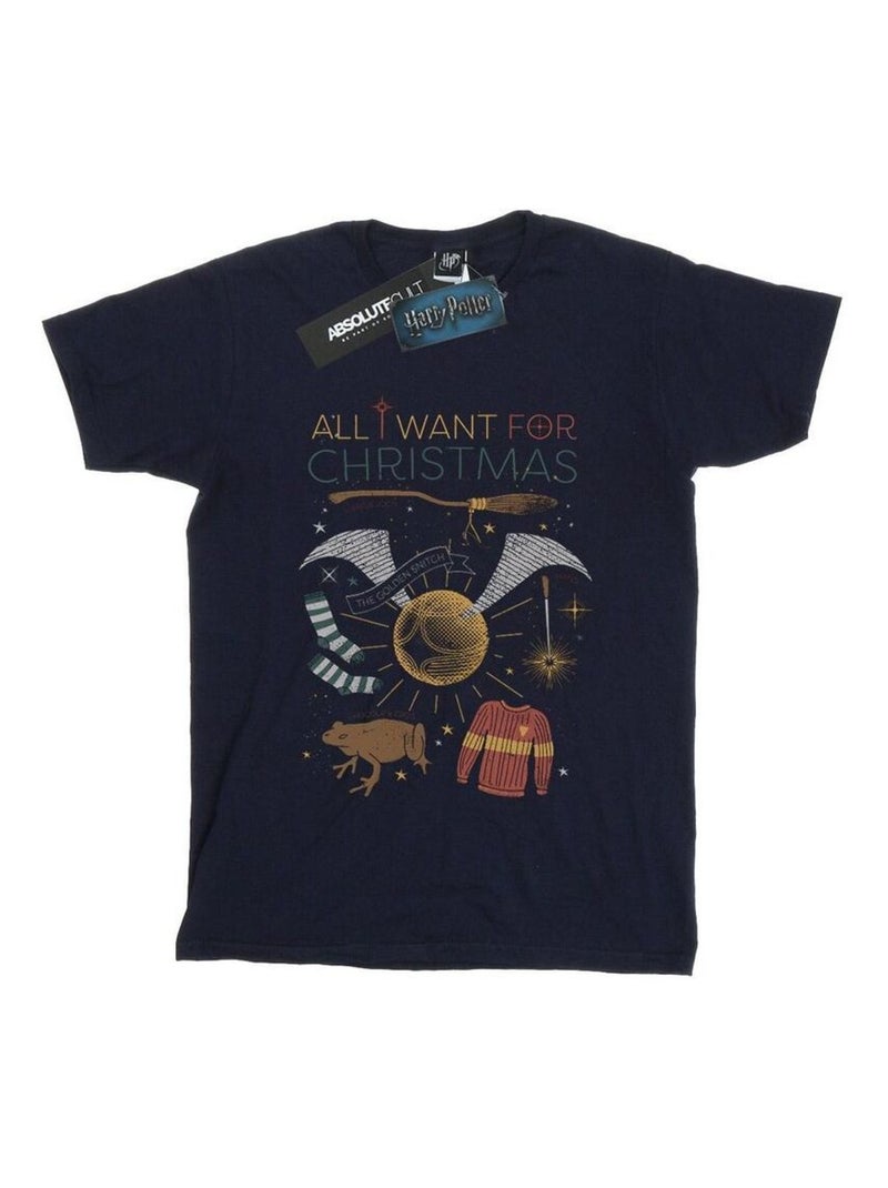 Harry Potter - T-shirt ALL WANT FOR Bleu marine - Kiabi