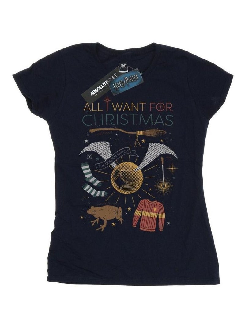 Harry Potter - T-shirt ALL WANT FOR Bleu marine - Kiabi