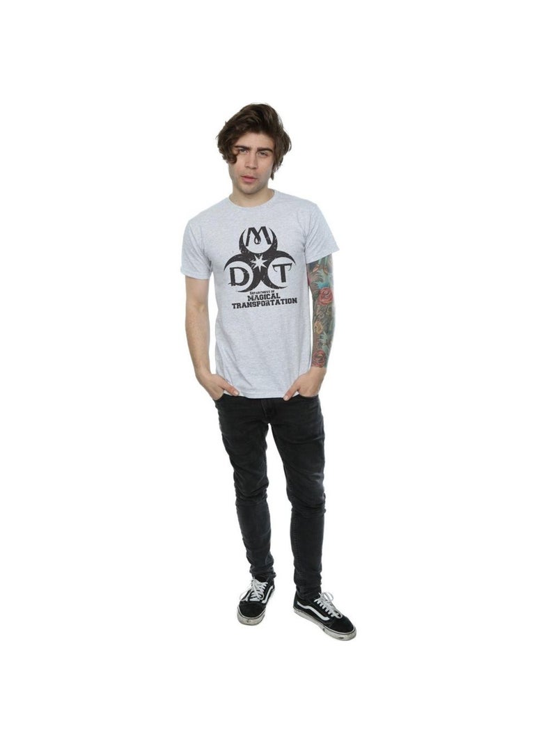 Harry Potter - T-shirt DEPARTMENT OF MAGICAL TRANSPORTATION Gris chiné - Kiabi