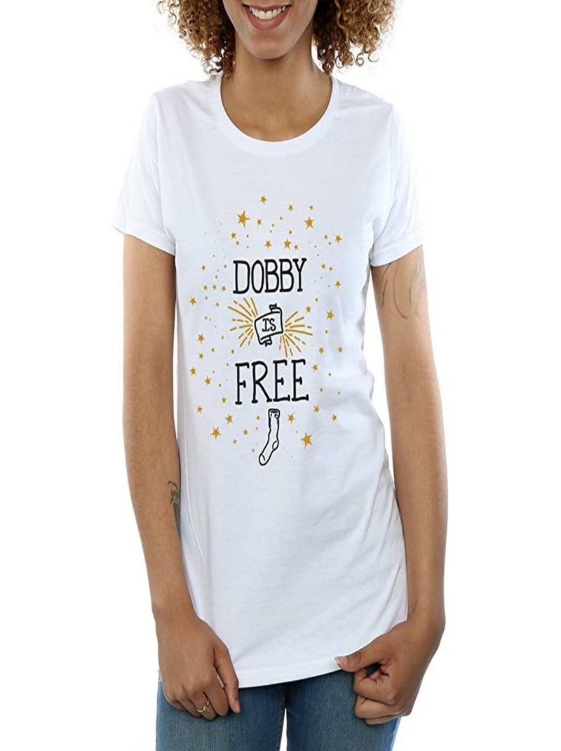Harry Potter - T-shirt DOBBY IS FREE Blanc - Kiabi