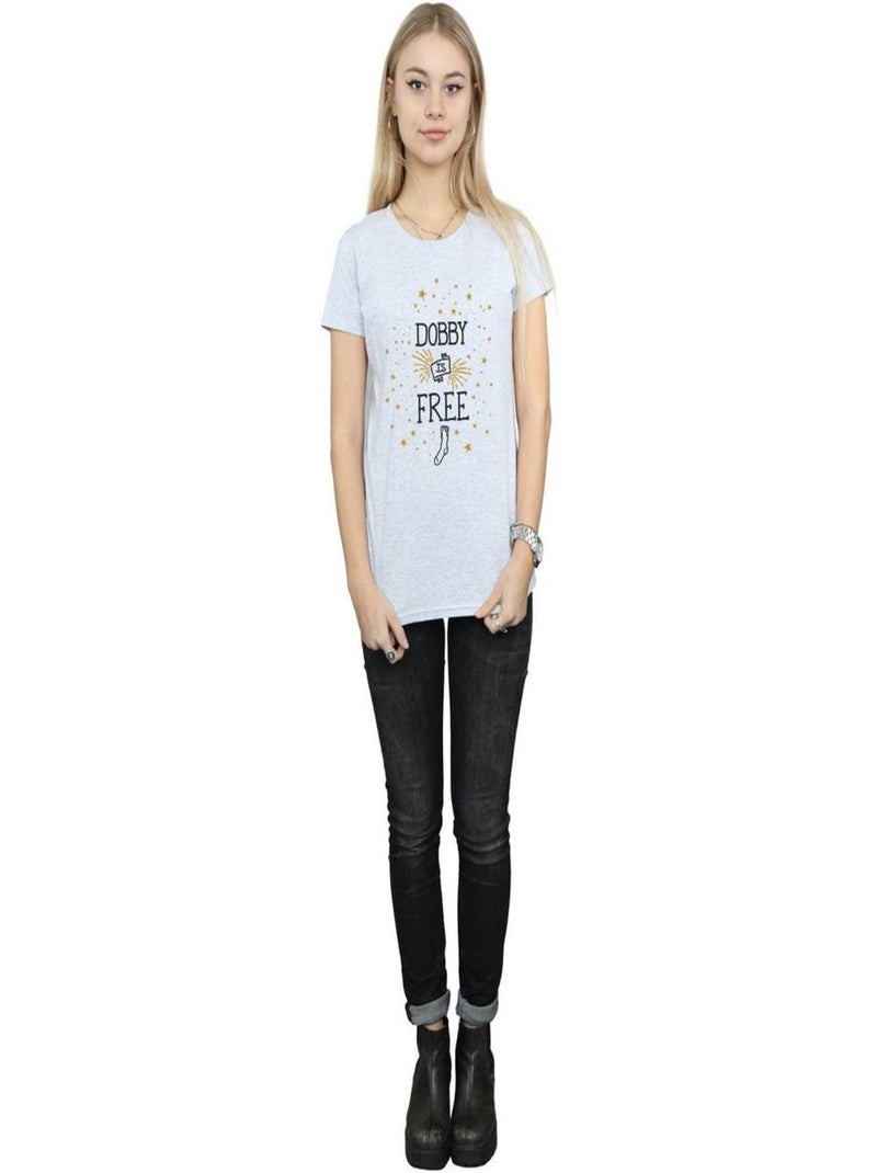 Harry Potter - T-shirt DOBBY IS FREE Gris chiné - Kiabi