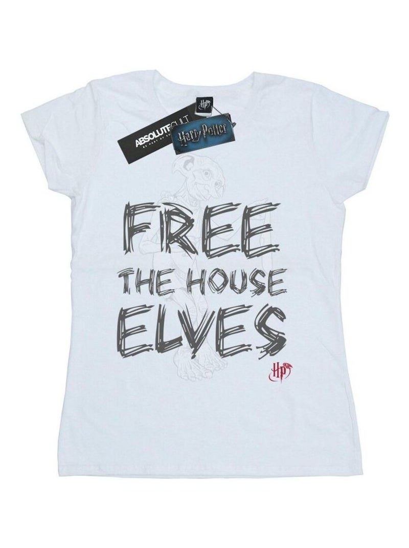 Harry Potter - T-shirt FREE THE HOUSE ELVES Blanc - Kiabi