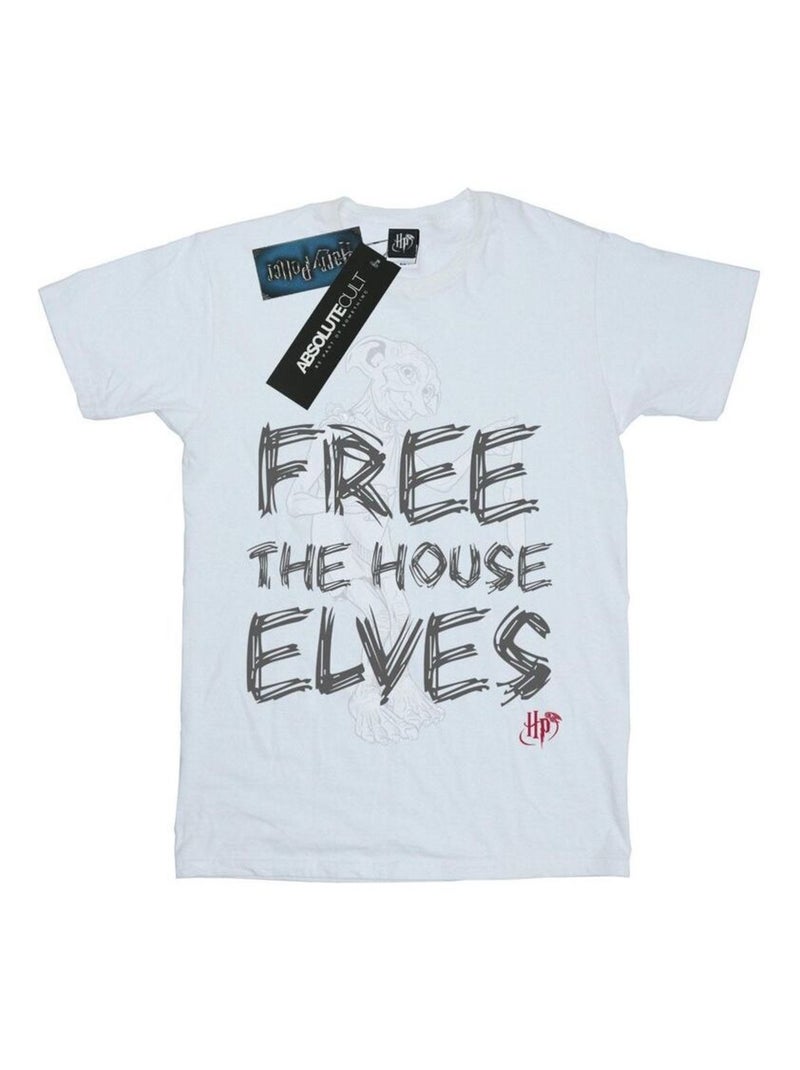 Harry Potter - T-shirt FREE THE HOUSE ELVES Blanc - Kiabi