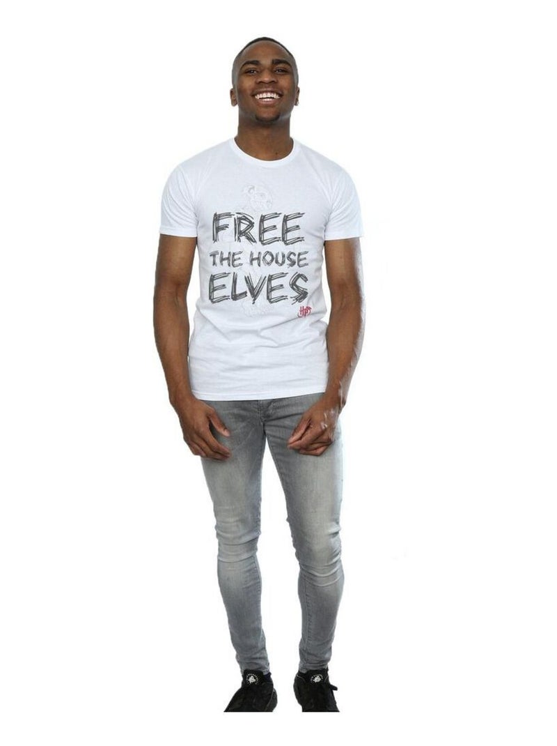 Harry Potter - T-shirt FREE THE HOUSE ELVES Blanc - Kiabi