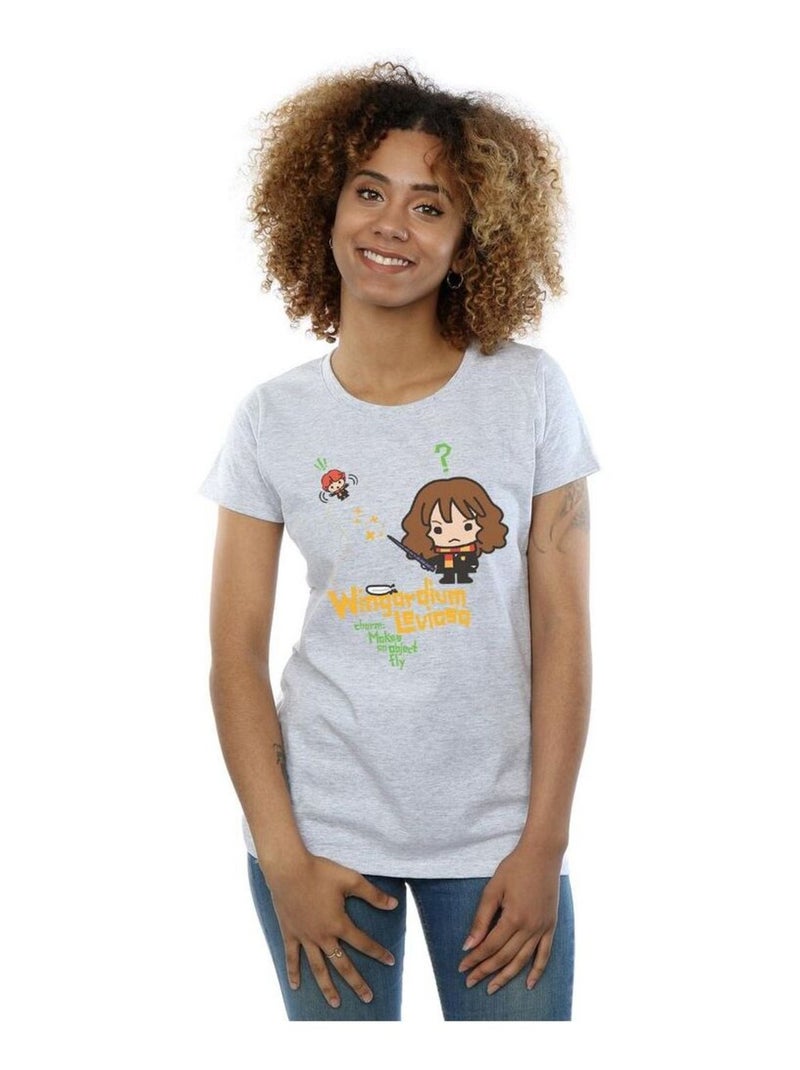 Harry Potter - T-shirt HERMIONE GRANGER WINGARDIUM LEVIOSA JUNIOR Gris chiné - Kiabi