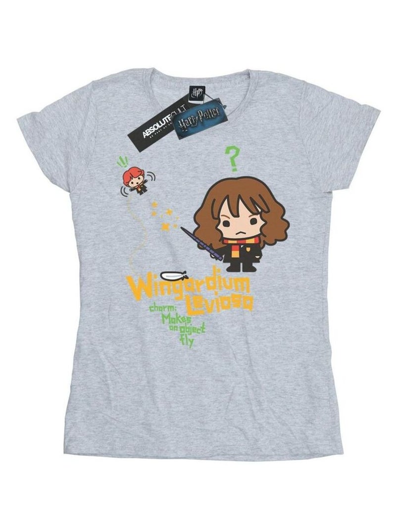 Harry Potter - T-shirt HERMIONE GRANGER WINGARDIUM LEVIOSA JUNIOR Gris chiné - Kiabi