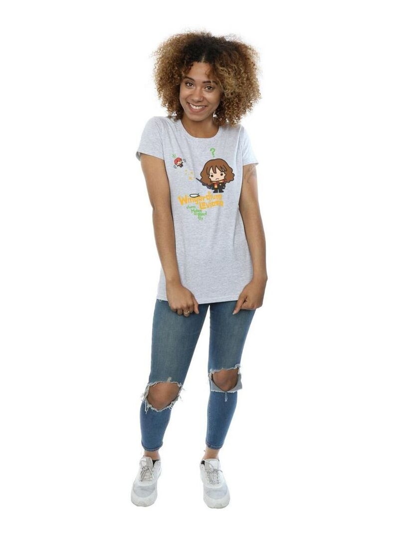 Harry Potter - T-shirt HERMIONE GRANGER WINGARDIUM LEVIOSA JUNIOR Gris chiné - Kiabi